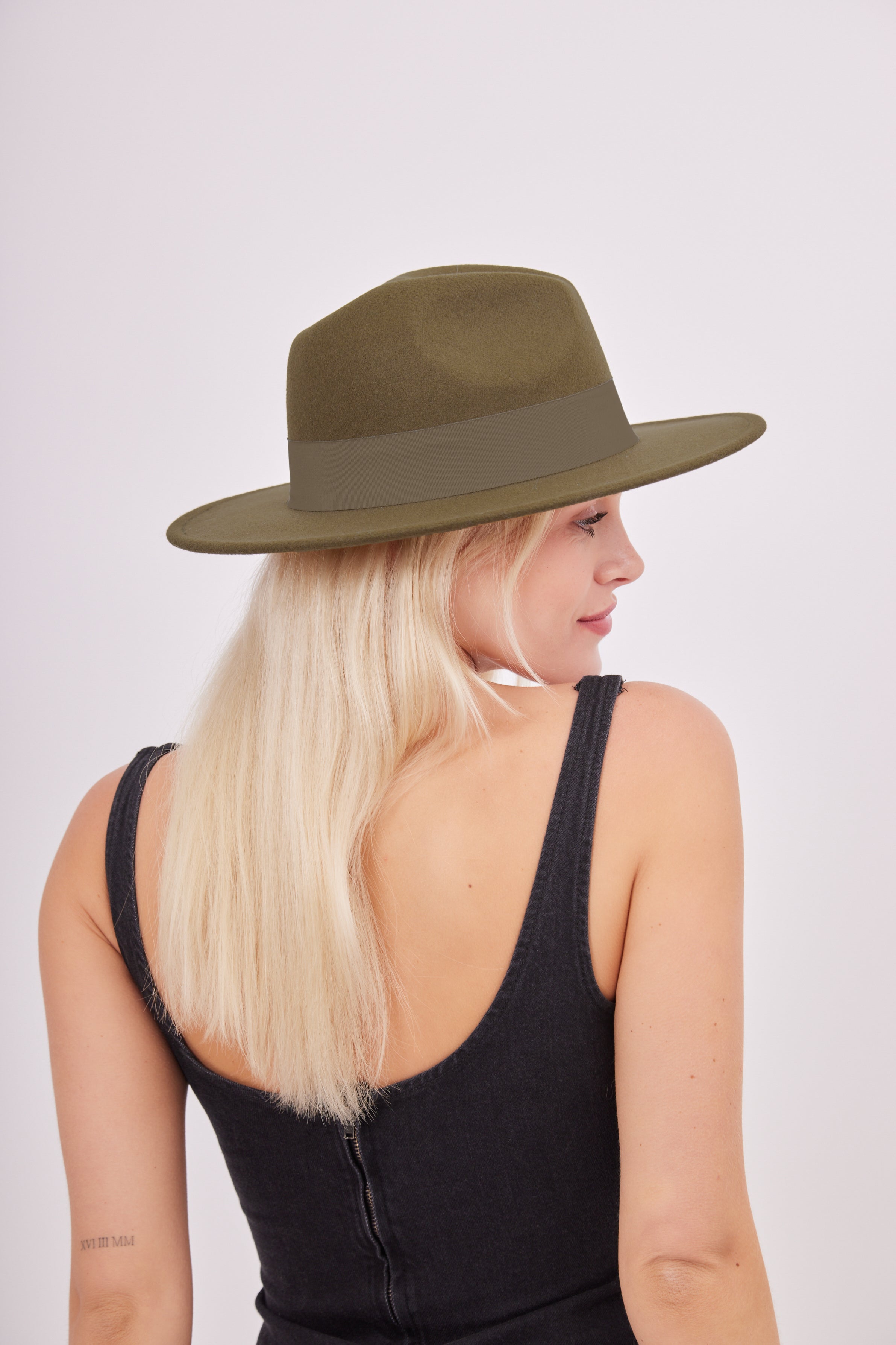 Bow trim Fedora Hat | Fedora Hat in Green | My Accessories London Fedora Ladies Winter hat | Women's fedora | Khaki green Hat | Olive Green | Khaki Green Hat | Autumn Fedora 