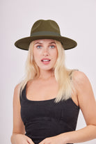 Bow trim Fedora Hat | Fedora Hat in Green | My Accessories London Fedora Ladies Winter hat | Women's fedora | Khaki green Hat | Olive Green | Khaki Green Hat | Autumn Fedora 