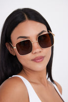 Oversized metal frame sunglasses in brown and gold | My Accessories London Sunglasses | Oversized sunglasses | Best sunglasses | Brown sunglasses | Tinted sunglasses | square sunglasses 