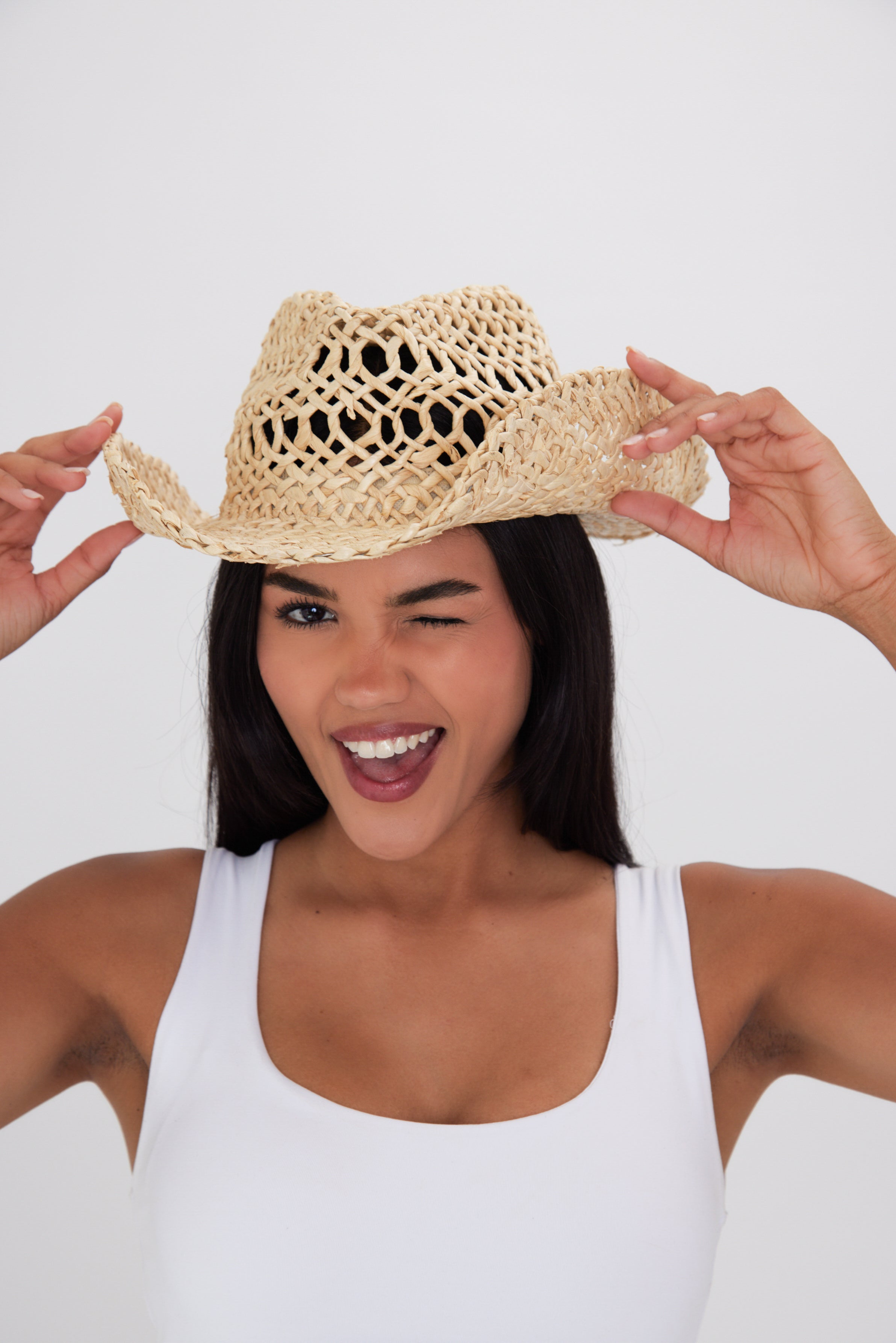 Straw beach cowboy hats on sale