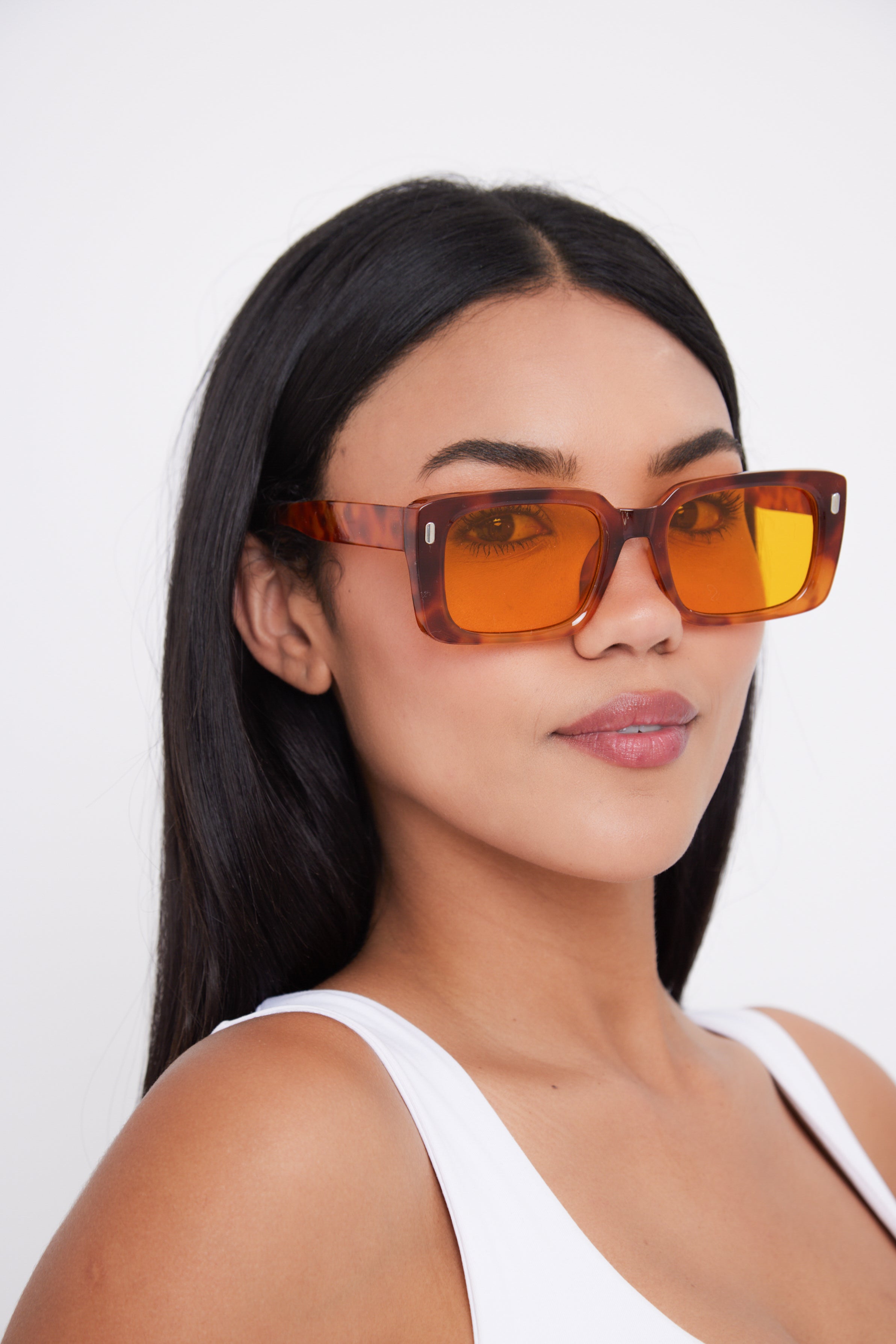 Women's Sunglasses | Rectangle Sunglasses | Orange Tint. Lens Sunglasses | My Accessories London | Orange Sunglasses | Rectangle Sunglasses | Trendy Sunglasses