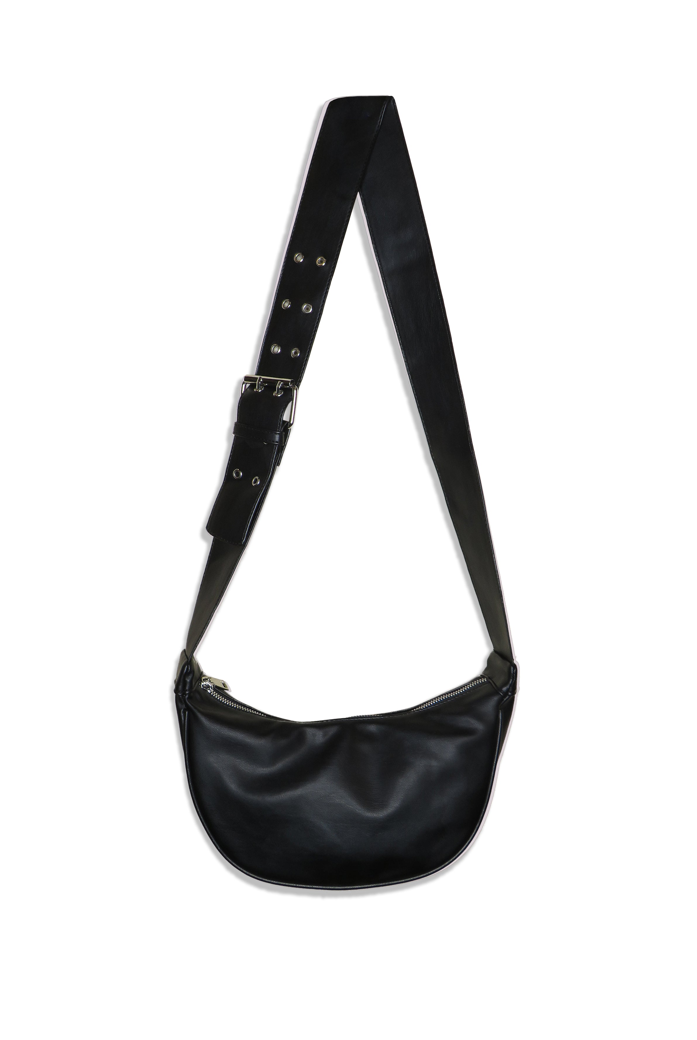 Chunky Faux Leather Buckle Sling Bag | Black Crossbody Bag | Women's Bag| My Accessories London Bag