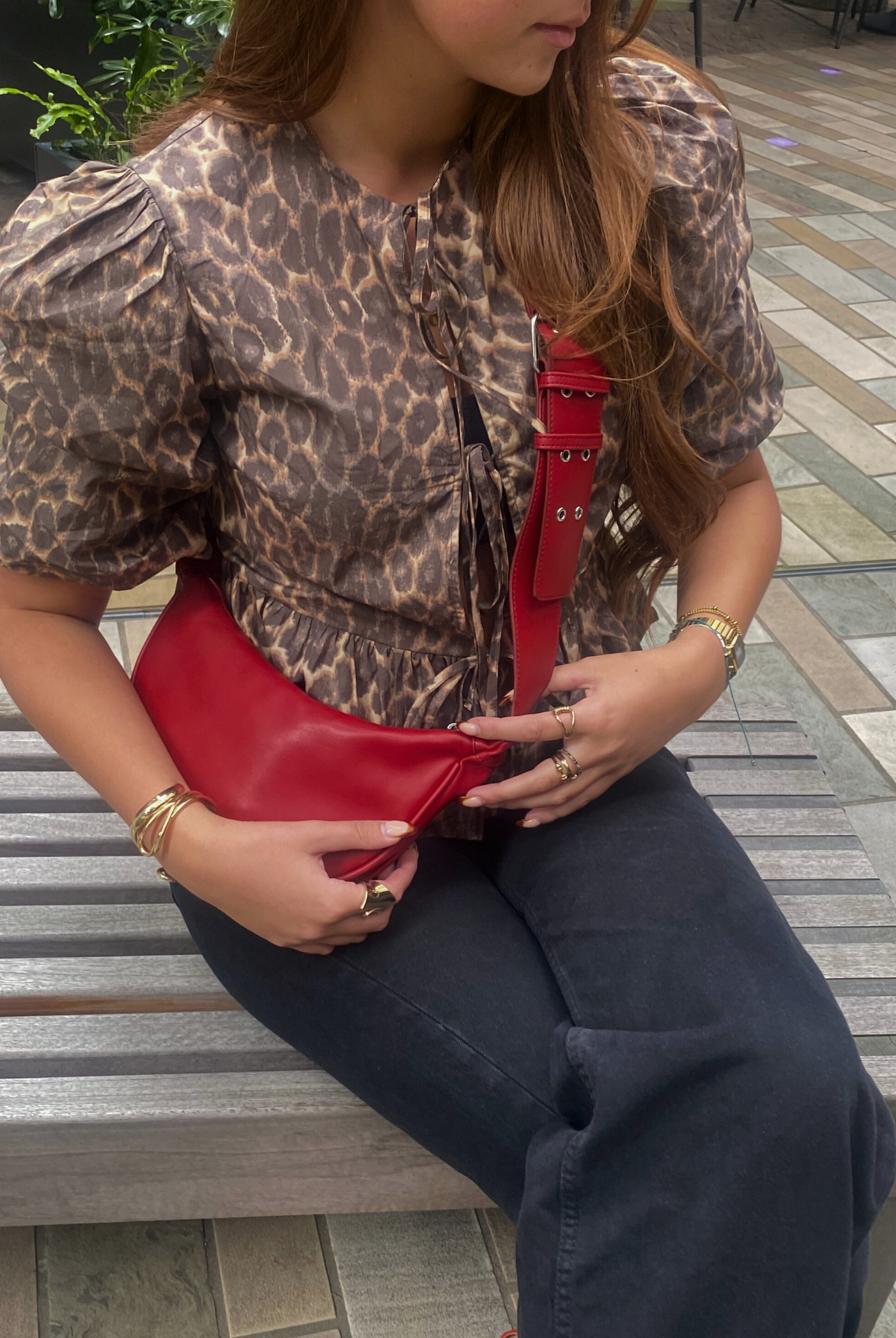 Chunky Faux Leather Buckle Sling Bag in Red | Red bag |  Women's bag | Crossbody bag |sling bag| My Accessories London bag 