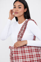 My Accessories London Check Tote Bag with Ruching Detail in Red | My Accessories London | My Accessories London Bag | Check Tote Bag | Check Bag | Ruching Detail Bag | Bag with Ruching Detail | Red Tote Bag | Shopper Bag | Red Shopper Bag | Red Shopper Bag | Ladies Bags | Women's Bags