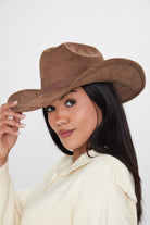 Women's Brown Suede Cowboy Hat 