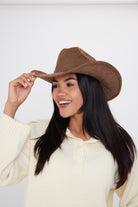 Women's Brown Suede Cowboy Hat 