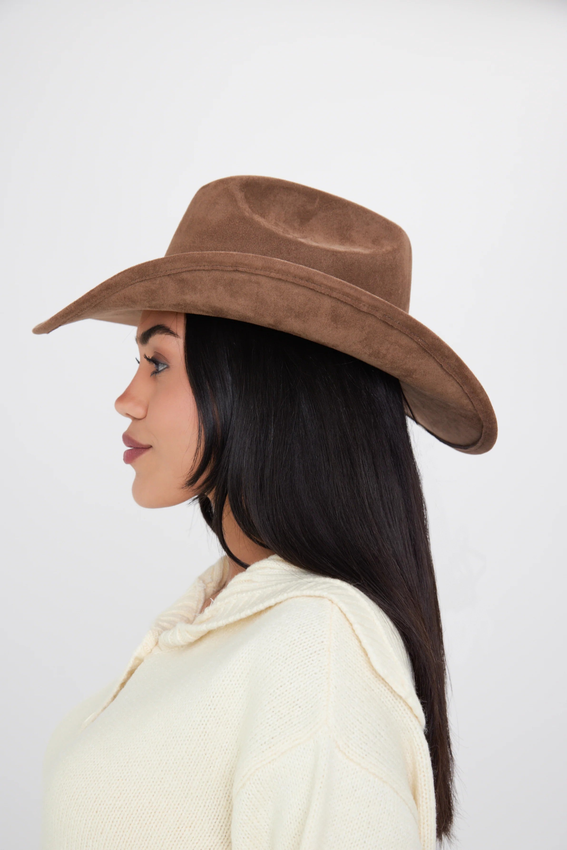 Women's Brown Suede Cowboy Hat 