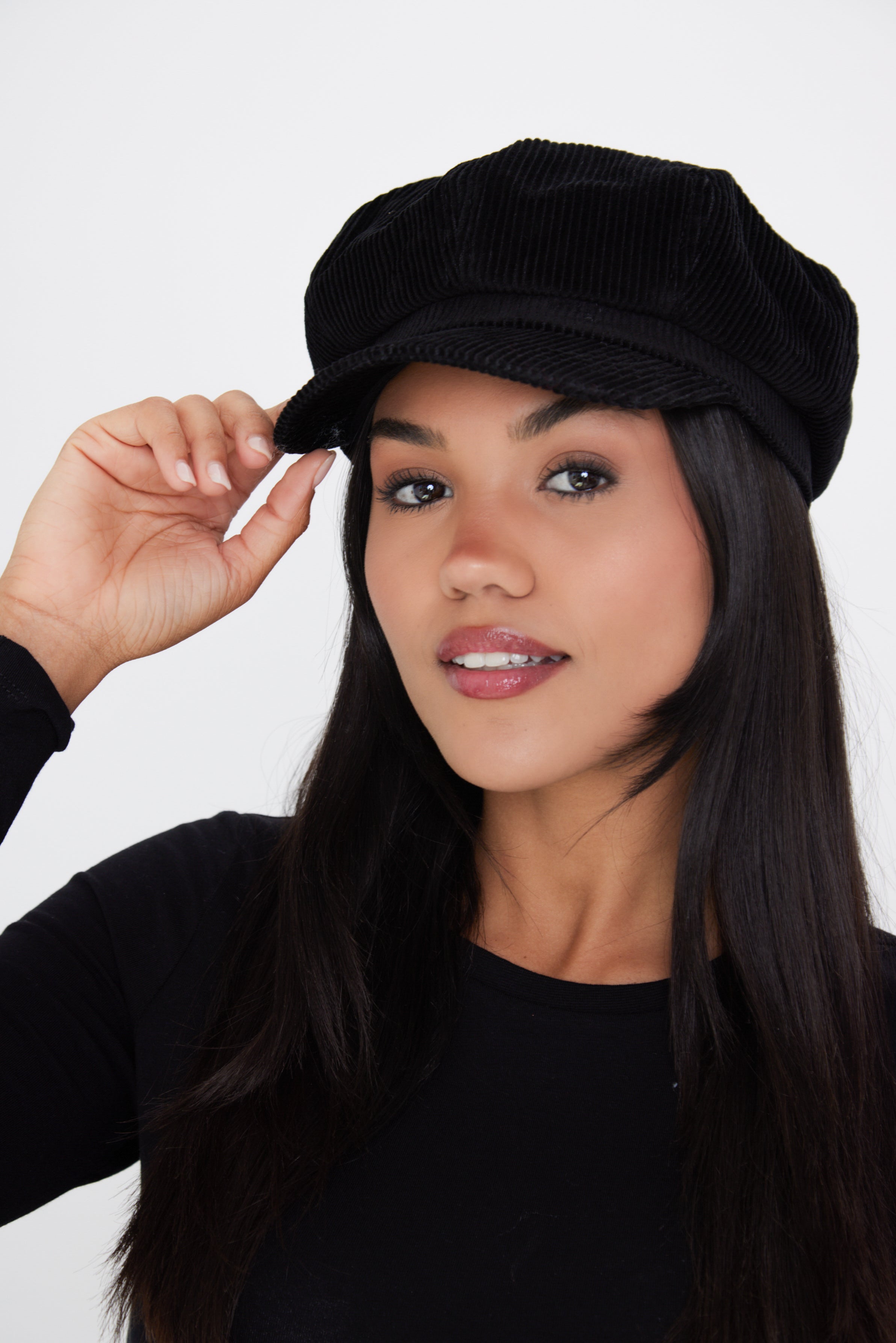 Ladies black baker boy hat on sale