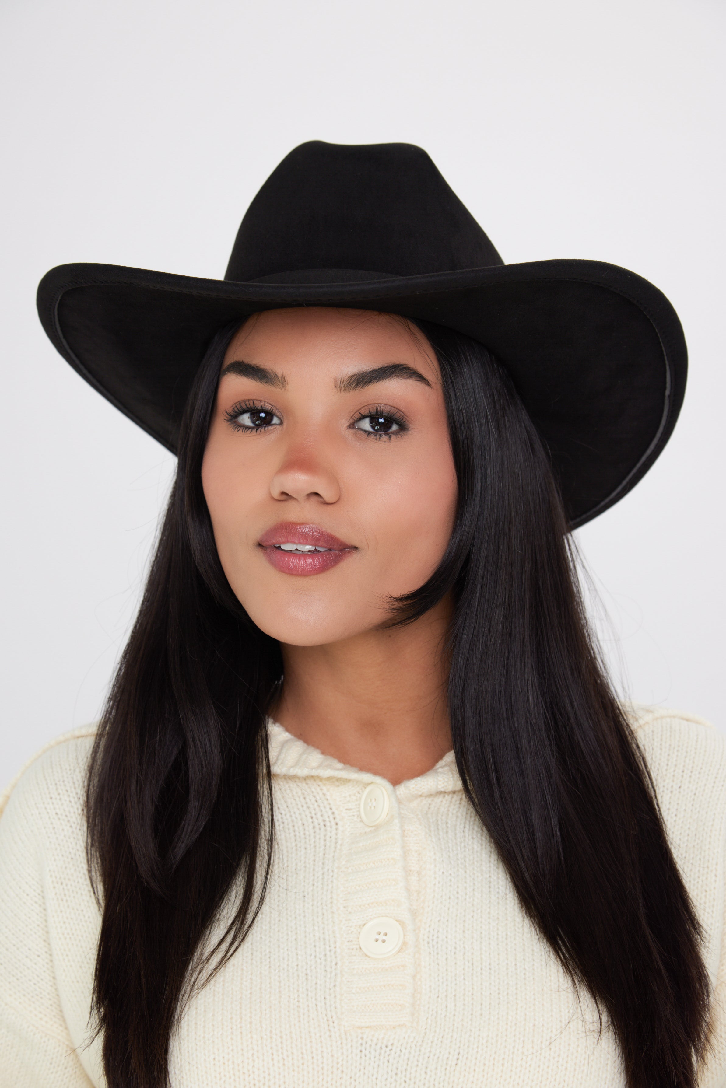 Women's Black Suede Cowboy Hat 