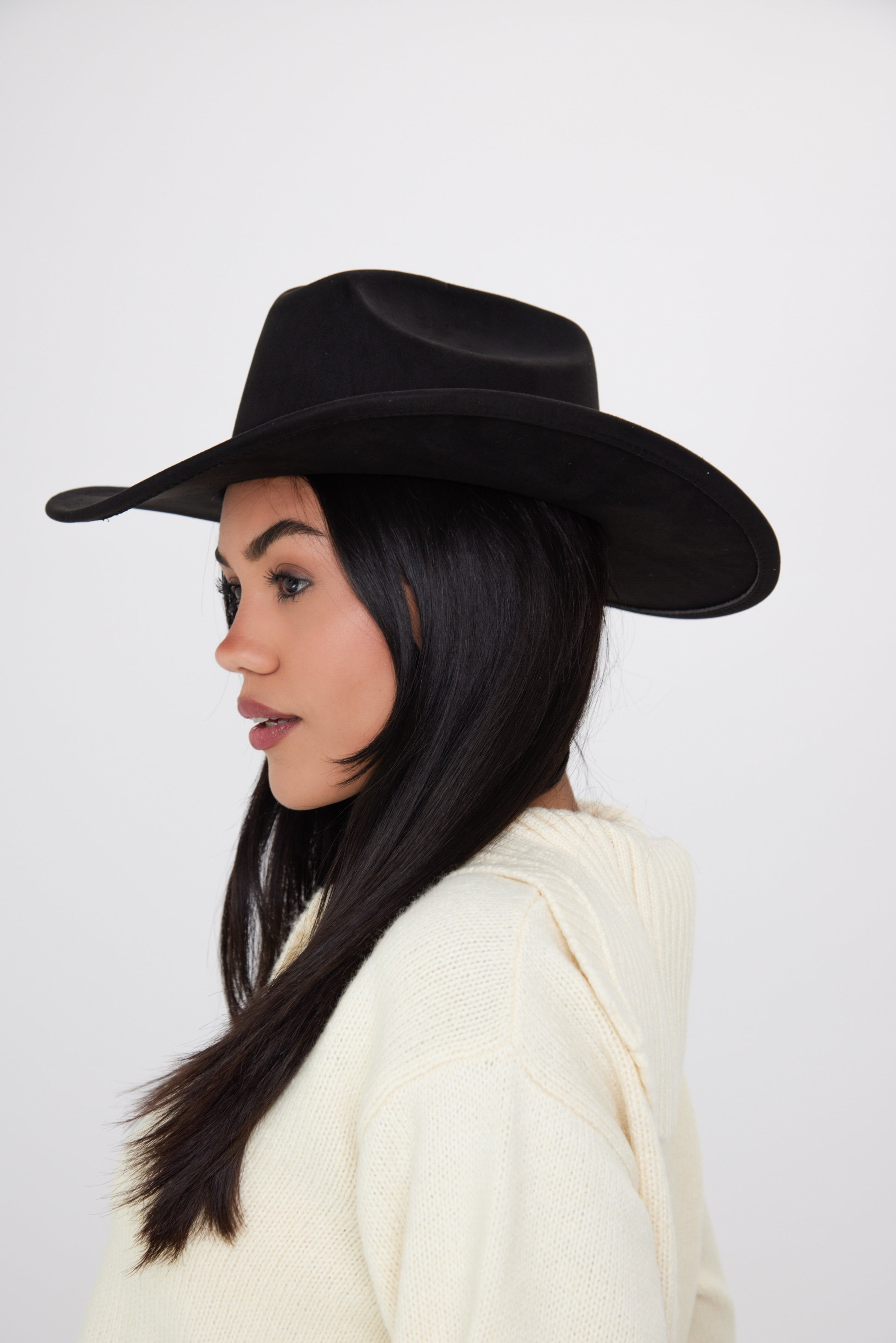 Women's Black Suede Cowboy Hat 