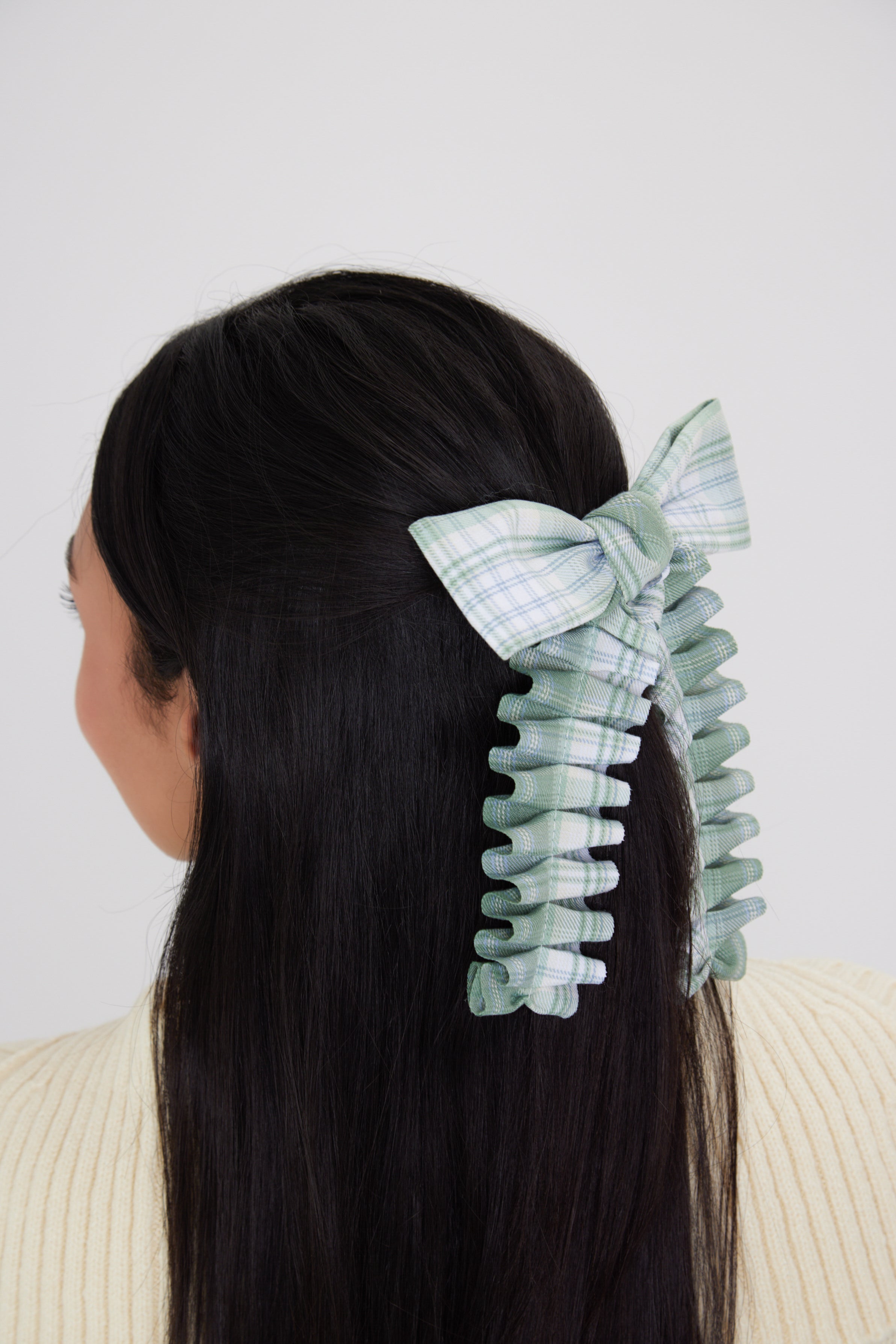 My Accessories London Bow | My Accessories London Hair Clip | My Accessories London Bow Clip | Bow Clip | Green Bow Clip | Green Bow Hair Clip | Bow Hair Clip | Green Checked Hair Clip | Checked Hair Bow Clip | Women's Hair Clips | Ladies Accessories | Girly Accessories | Girls Accessories 