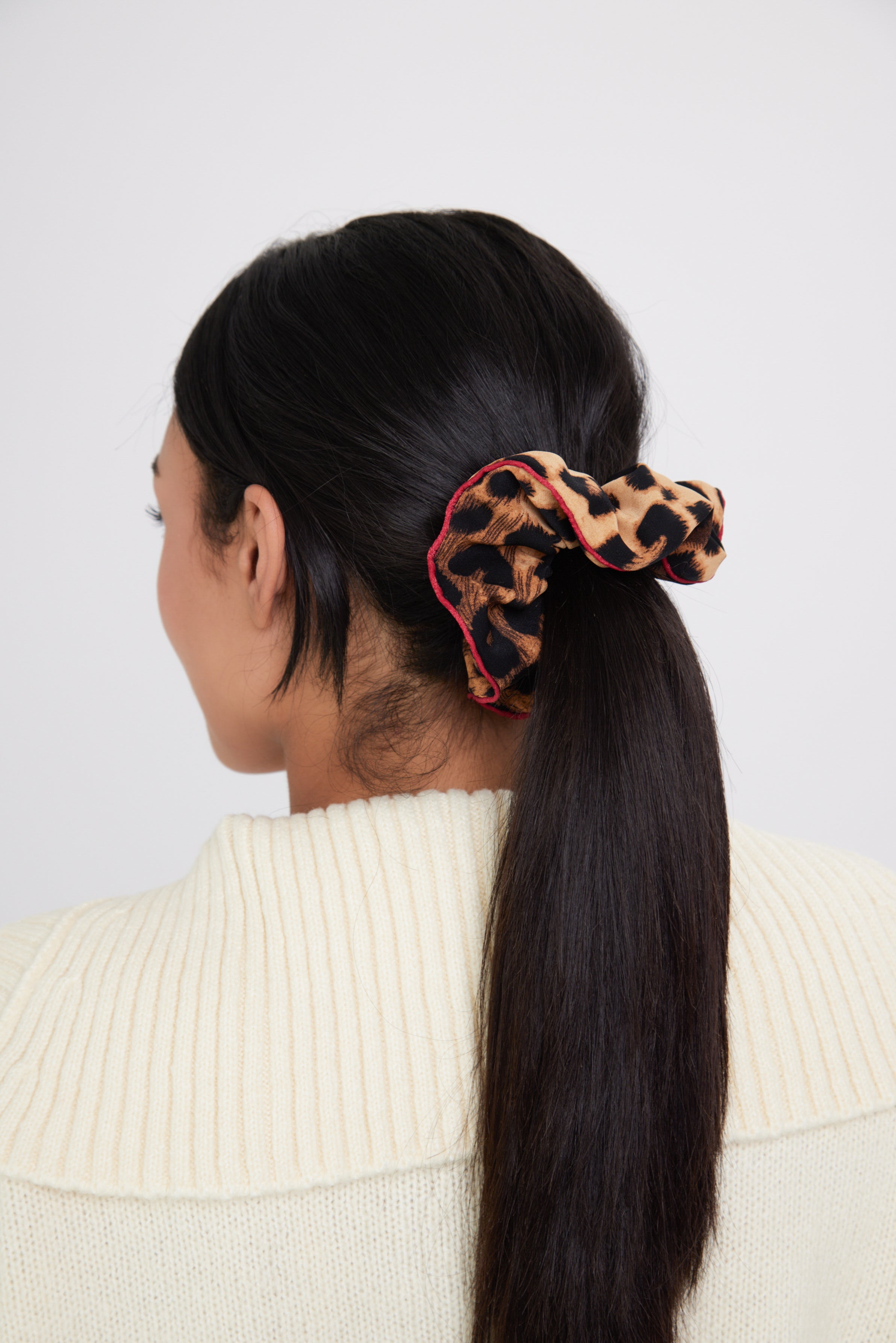 My Accessories London Scrunchie | Leopard Scrunchie | leopard | leopard print | Red piping | hair accessories | Oversized Scrunchie | My Accessories London Scrunchie | Print Scrunchie | Best Scrunchie | Woman's Scrunchie | Large Scrunchie | Oversized hairband | Animal Print scrunchie | Matching scrunchie