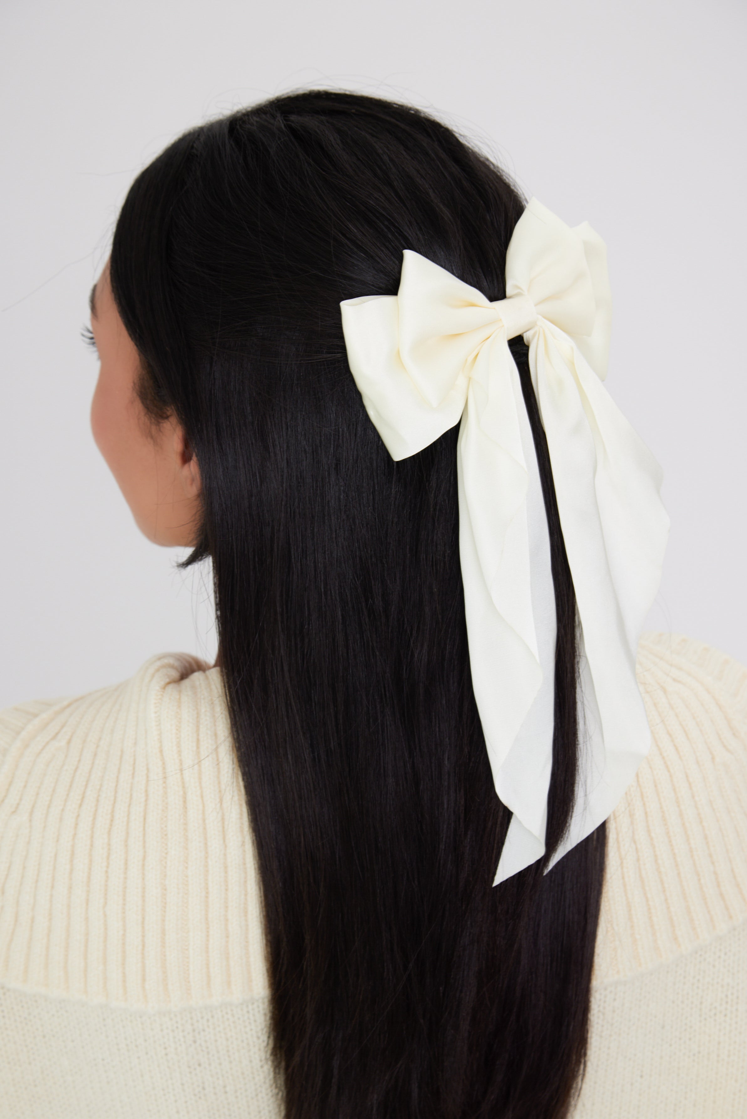 My Accessories London | satin bow hair clip | satin hair clip | bow hair clip | bow clip | White bow | White bow hair clip