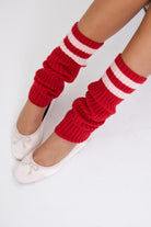 My Accessories London Leg Warmers | Red Leg Warmers | Knitted Ribbed Leg Warmers | Knitted Leg Warmers | Ribbed Leg Warmers | Red Knitted Leg Warmers | Winter Accessories | Autumn Accessories | Women's Leg Warmers | Womens Leg Warmers | Girls Leg Warmers | Leg Warmers with a Slit | Red Leg Warmers with Slits | Stripped Leg Warmers | Stripped Accessories