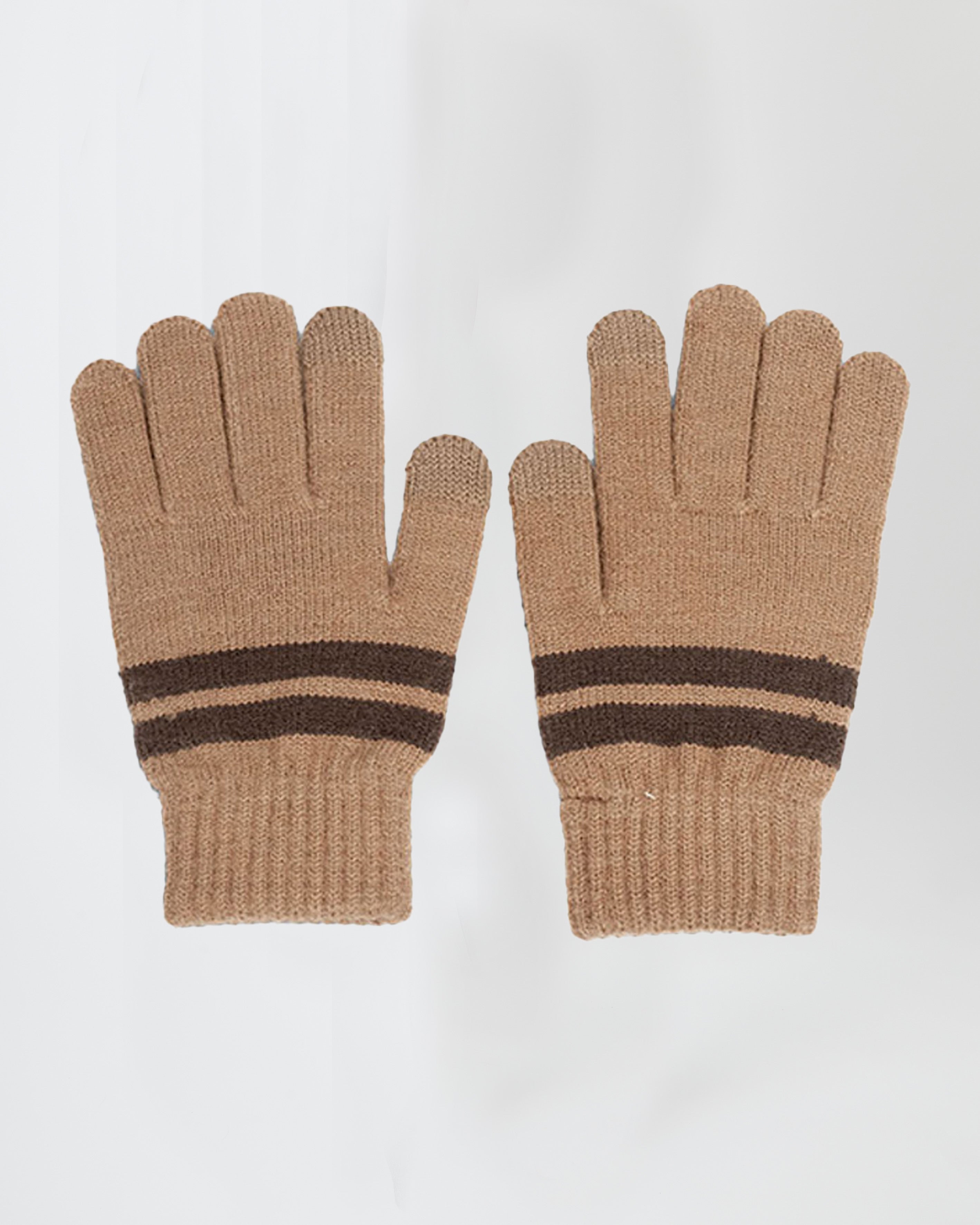 My Accessories London Knitted Stripe Gloves in Brown and Black | Basics | Women's Accessories | Multipack | Autumn | Winter | knitted