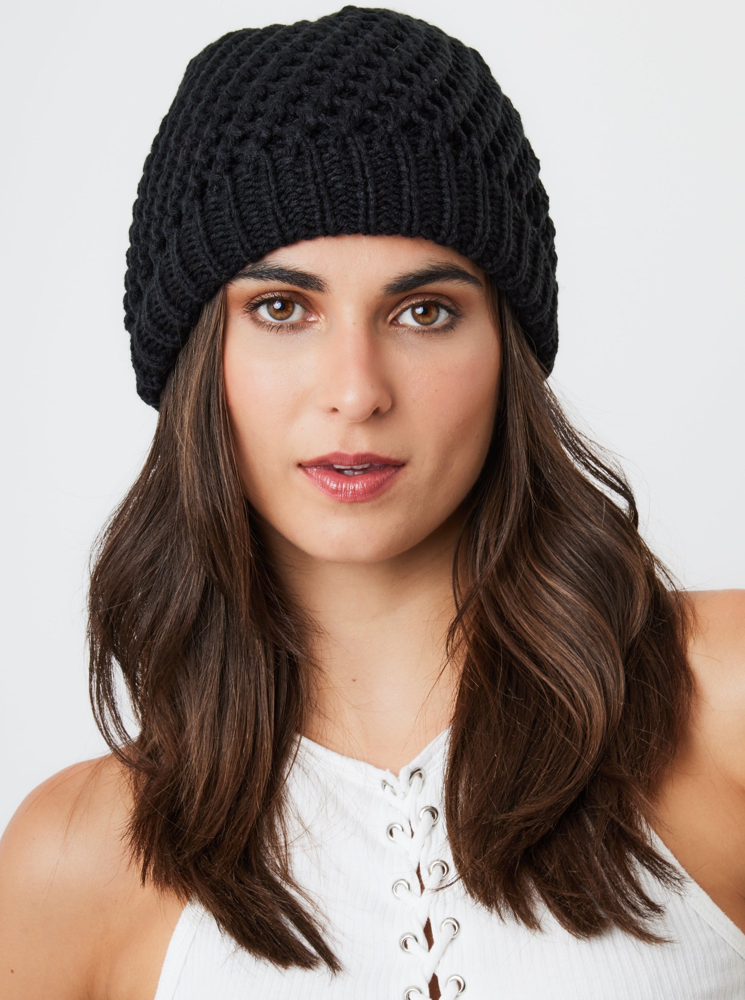 Crochet Beanie Black My Accessories London Hat