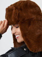 Faux Fur Trapper in Brown | Hats | Hat | Cold Weather | Casual | Ski | Winter | Autumn | Walks | Pub | Streetstyle | Women's Accessories | Teddy | Vegan | Fluffy | Present | Christmas |