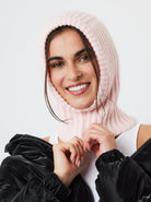 Loose Fit Ribbed Knit Balaclava in Pink | Hood | Snood | Knitwear | Coquette | Ballet Core | Plaza Core | Winter | Autumn | Winter Accessories | Autumn Accessories | Baby Pink | Lolita | Ski | Skiing | Women | 