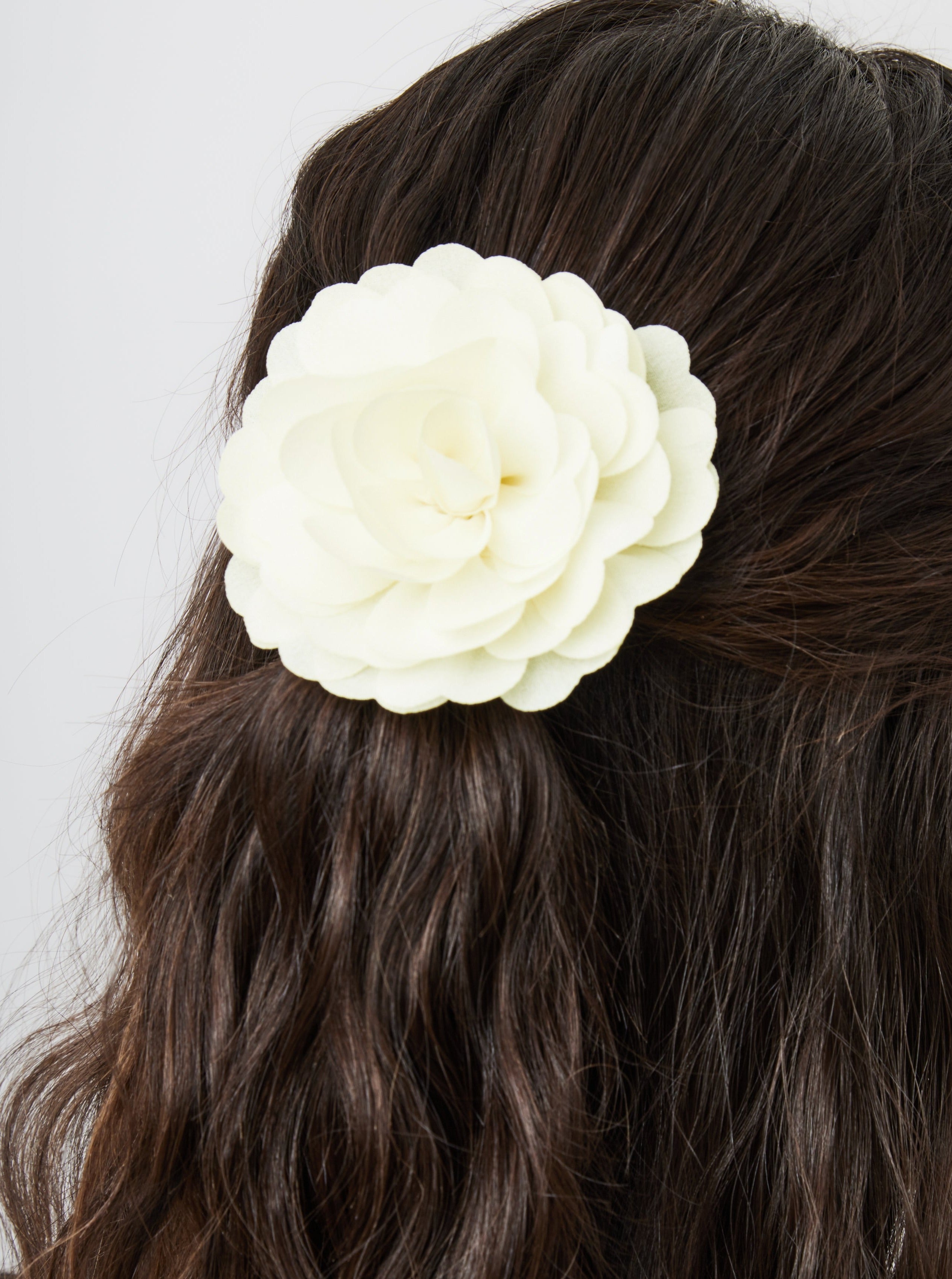 Chiffon Flower Hair Clip in Cream