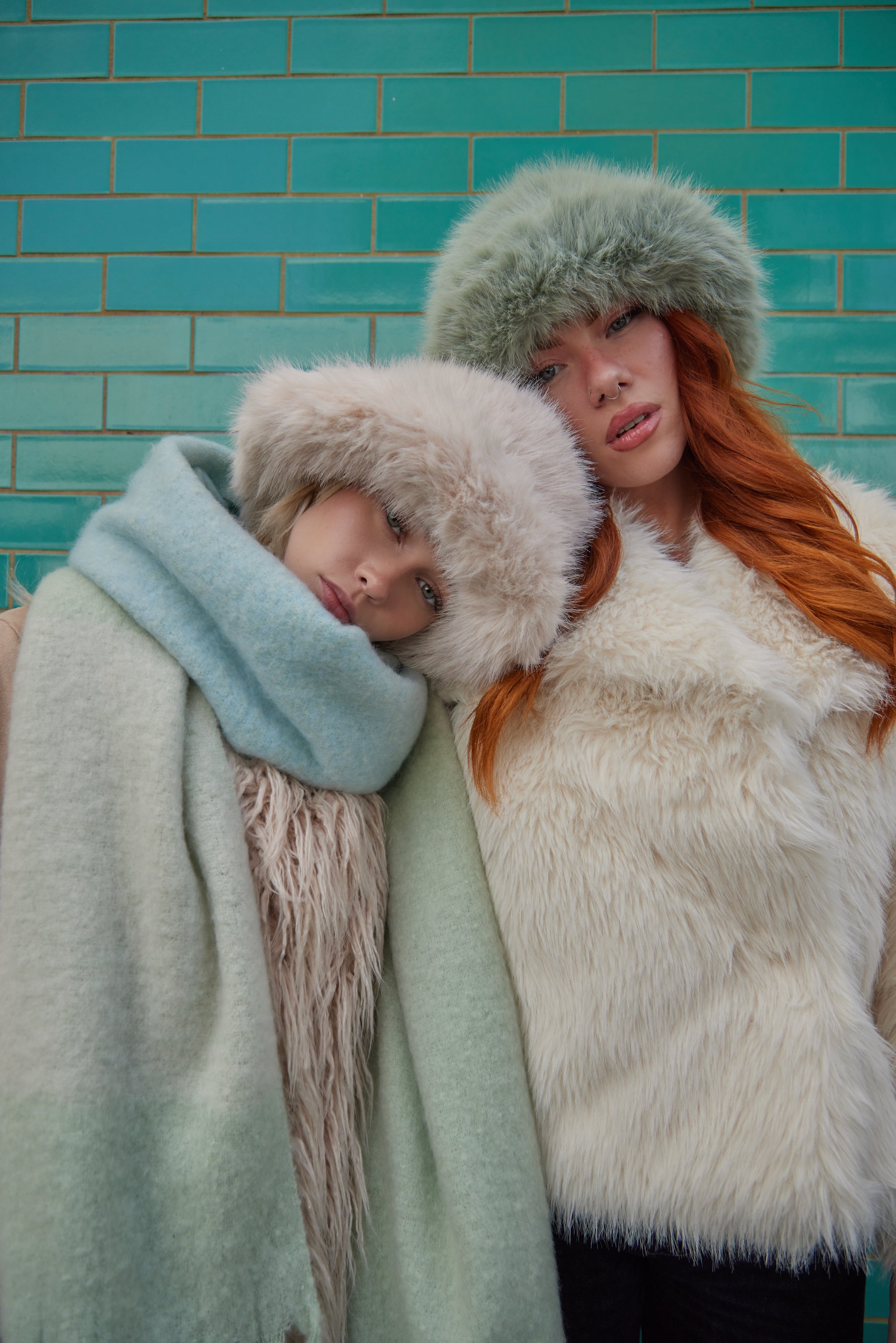 Women's stylish and ultra fluffy bucket hat made with soft faux fur in cream - My Accessories London