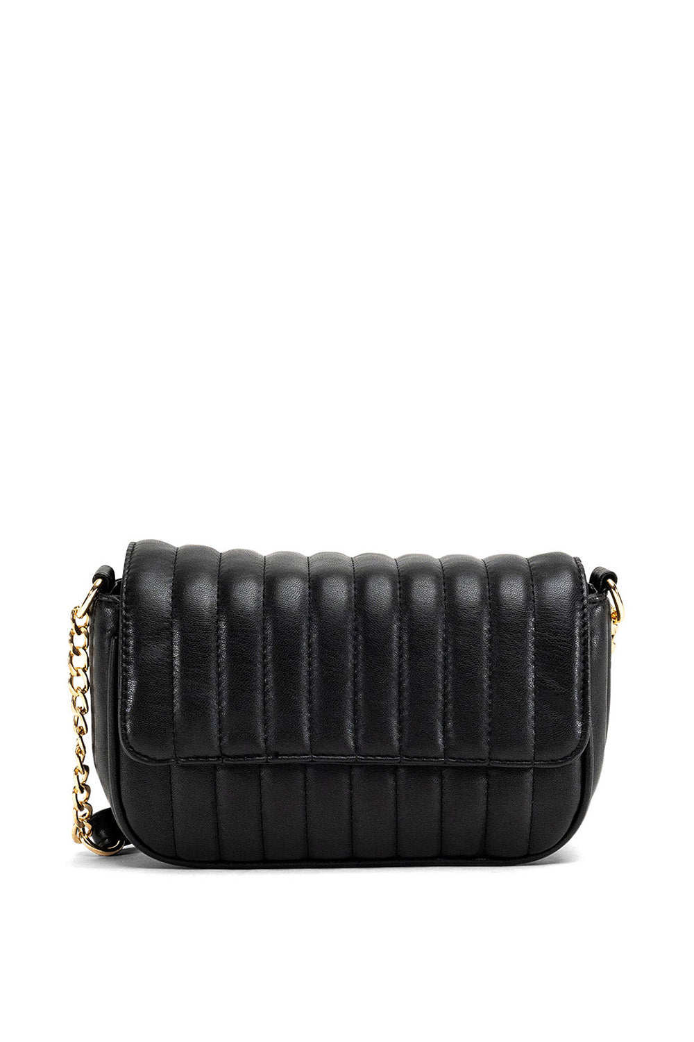 Padded Quilted Faux Leather Crossbody Bag In Black black