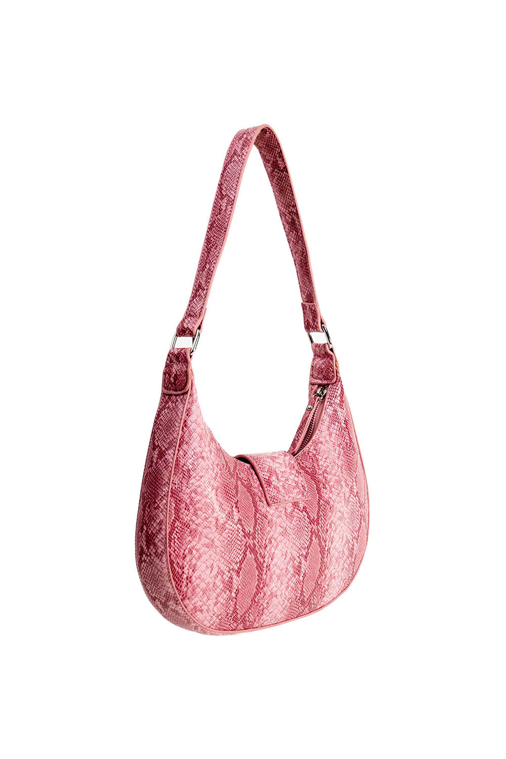 Curved Pink Snake Shoulder Bag Curved Shoulder Bag My Accessories London